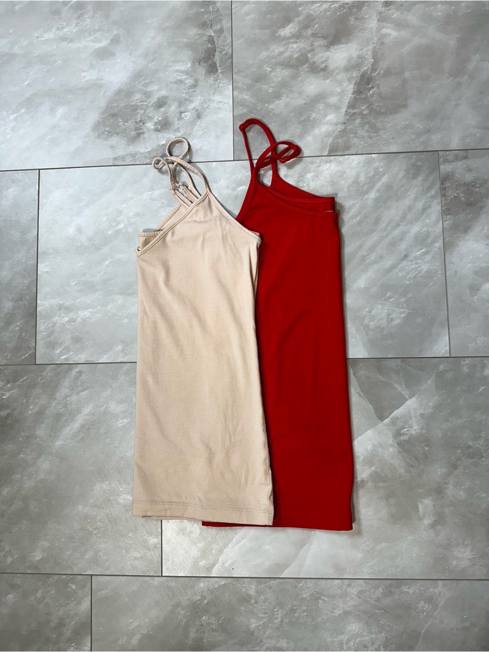 Ann Taylor Loft Womens Tank Size S Top Red Baige Cotton Layering
